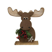 Rustic Wood Moose with Pine On Base