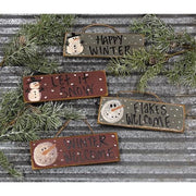 Flakey Snowman Sayings Sign  (4 Count Assortment)