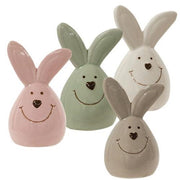 Ceramic Roly Poly Easter Bunny Figurine  (4 Count Assortment)