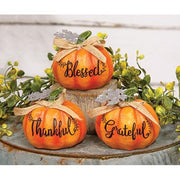 Resin Harvest Word Pumpkin  (3 Count Assortment)