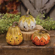 Resin Corn Cob Pumpkin  (3 Count Assortment)