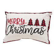 Embroidered Buffalo Check Trim Merry Christmas Pillow  (2 Count Assortment)