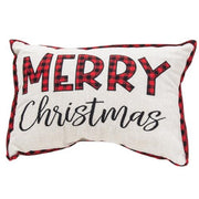 Embroidered Buffalo Check Trim Merry Christmas Pillow  (2 Count Assortment)