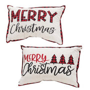 Embroidered Buffalo Check Trim Merry Christmas Pillow  (2 Count Assortment)