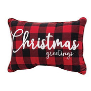 Buffalo Check Flannel Christmas Greetings Pillow  (2 Count Assortment)