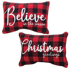 Buffalo Check Flannel Christmas Greetings Pillow  (2 Count Assortment)