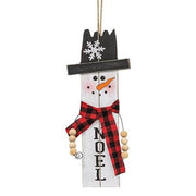 Wooden Beaded Arm Winter Sentiment Hanging Snowman (4 Count Assortment)