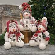 Plush Sitting Snowman - 11"H  (3 Count Assortment)
