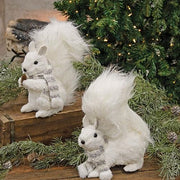 Furry Sisal Winter Squirrel Figure with Scarf  (2 Count Assortment)