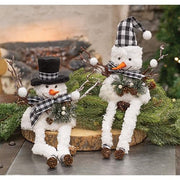 Buffalo Check Dangle Leg Snowman Sitter (2 Count Assortment)