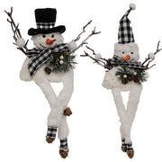 Buffalo Check Dangle Leg Snowman Sitter (2 Count Assortment)