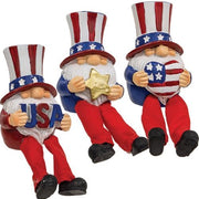 Resin Dangle Leg Americana Gnome  (3 Count Assortment)