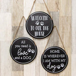 Embossed Round Metal Dog Sign  (3 Count Assortment)