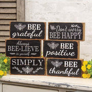 Distressed Bee Sayings Block  (6 Count Assortment)