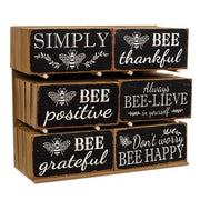 Distressed Bee Sayings Block  (6 Count Assortment)