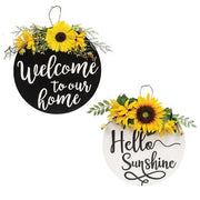 Engraved Round Floral Home Sign  (2 Count Assortment)