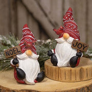Resin Noel/Joy Gnome with Cardinal Friend  (2 Count Assortment)