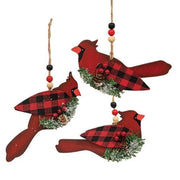 Wooden Cardinal Ornament  (3 Count Assortment)