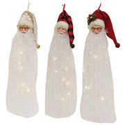 LED Tinsel Beard Santa Ornament  (3 Count Assortment)