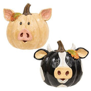 Resin Carved Look Harvest Pig or Cow  (2 Count Assortment)