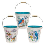 Spring Birds & Blooms Metal Bucket  (3 Count Assortment)