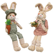 Stuffed Garden Gathering Boy or Girl Bunny Sitter  (2 Count Assortment)