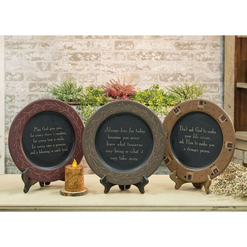 Sheep & Garland Phrase Plate  (3 Count Assortment)