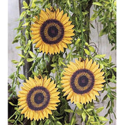 Wooden Sunflower Ornaments (Set of 3)