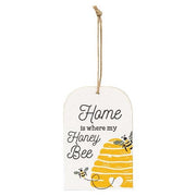 Home Is Where My Honey Bee Wooden Tag
