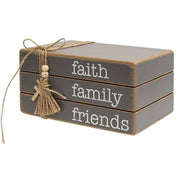 Faith Family Friends Wooden Book Stack