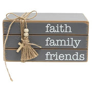 Faith Family Friends Wooden Book Stack