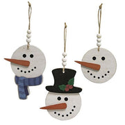 Happy Beaded Snowhead Ornaments (Set of 3)