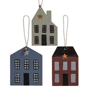 Wooden Primitive House Ornaments (Set of 3)