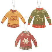 Christmas Sweater Wooden Ornaments (Set of 3)