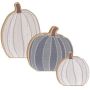 White & Gray Chunky Pumpkin Sitters (Set of 3)