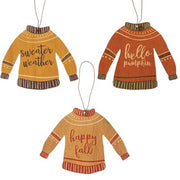 Fall Sweater Wooden Ornaments (Set of 3)