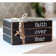 Faith Over Fear Wooden Book Stack