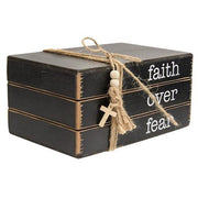 Faith Over Fear Wooden Book Stack