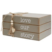 Love Our Story Wooden Book Stack