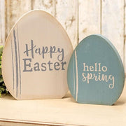 Happy Easter Wooden Egg Sitters (Set of 2)