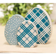 Chunky Blue Pattered Egg Sitters (Set of 3)