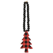 Red & Black Buffalo Check Beaded Christmas Tree Ornament