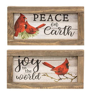 Joy to the World Cardinal Rustic Framed Sign  (2 Count Assortment)