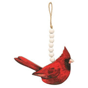 Wooden Cardinal Beaded Ornament (2 Count Assortment)
