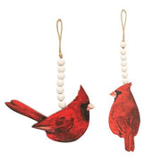 Wooden Cardinal Beaded Ornament (2 Count Assortment)