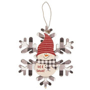 Buffalo Check Snowman Snowflake Sayings Ornament  (3 Count Assortment)