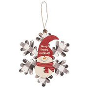 Buffalo Check Snowman Snowflake Sayings Ornament  (3 Count Assortment)