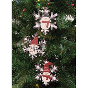 Buffalo Check Snowman Snowflake Sayings Ornament  (3 Count Assortment)