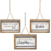 All I Want For Christmas Beaded Mini Pinstripe Sign  (3 Count Assortment)