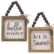 Winter Sayings Snowflake Beaded Sign  (2 Count Assortment)